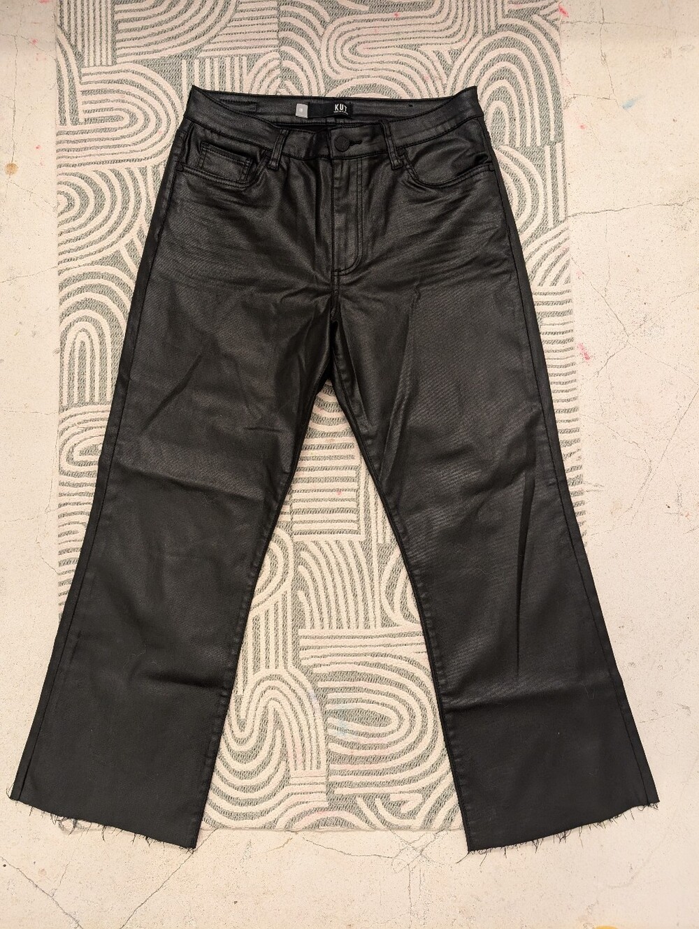Kut From Kloth Women's Faux Leather Modal Blend Black Pants